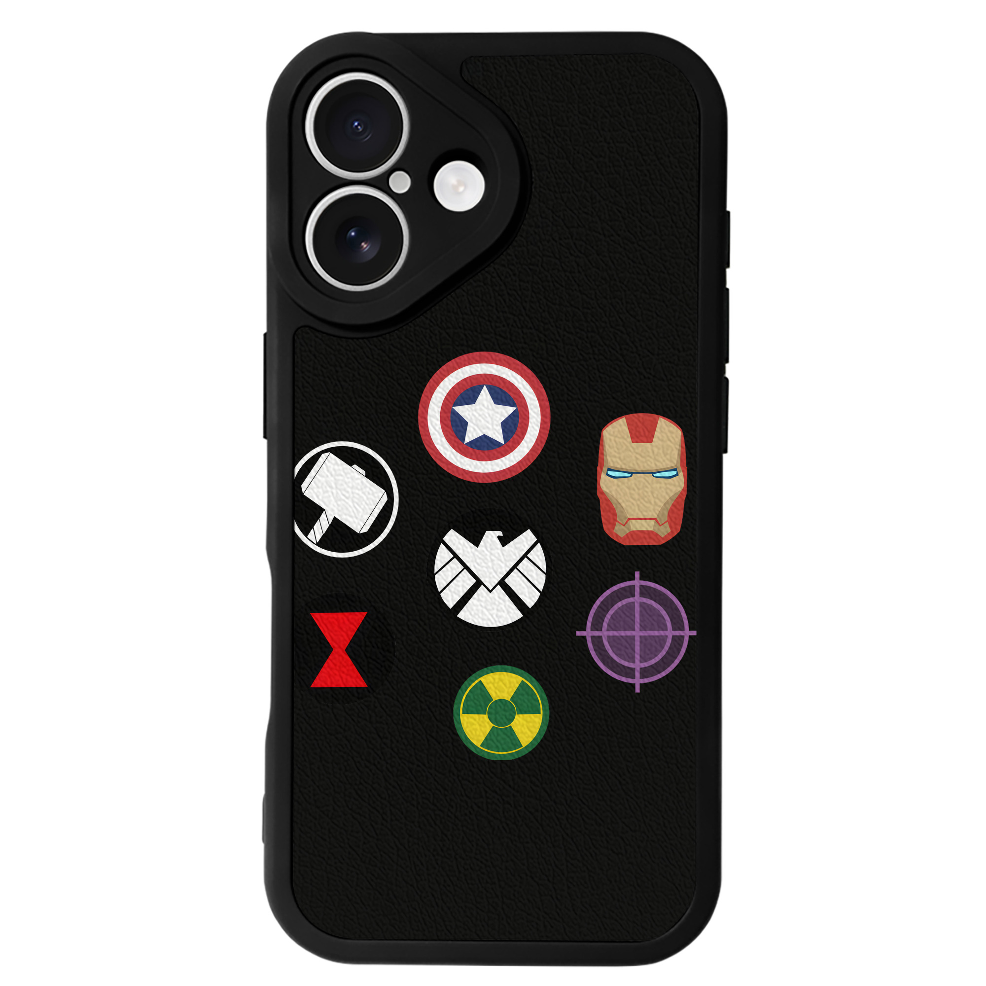 （画像用） アベンジャーズ The Avengers 【iPhone 16シリーズ対応】シリコンスマホケース（レザー調） 材質：シリコン
